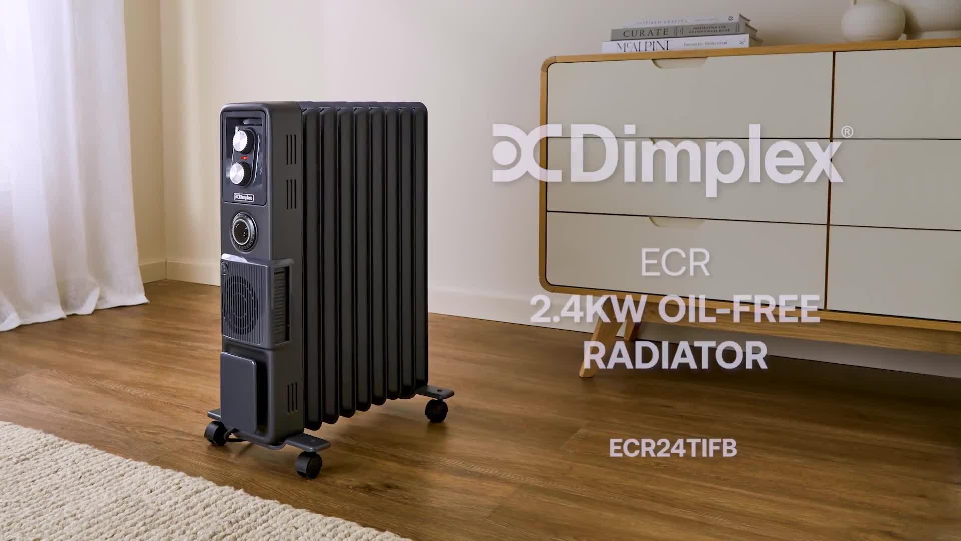 Image thumbnail 8 of 8 of Dimplex 2.4kW Oil Free Portable Radiator, Eco Mode, 24hr Timer, Turbo Fan Electric Heater, ECR24TIFB Black