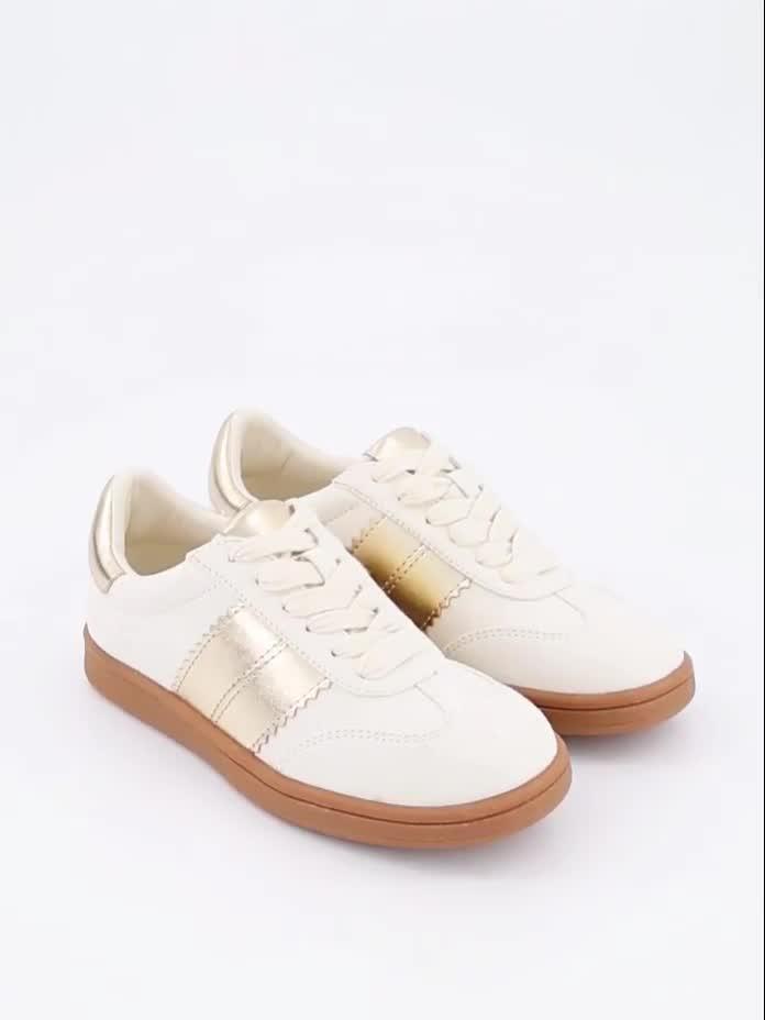 Image thumbnail 7 of 7 of The Very Collection Girls Metallic Stripe Retro Trainer - Cream