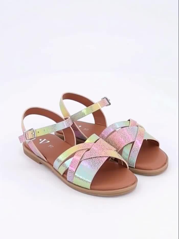 Image thumbnail 7 of 7 of The Very Collection Rainbow Multi Cross-strap Sandals