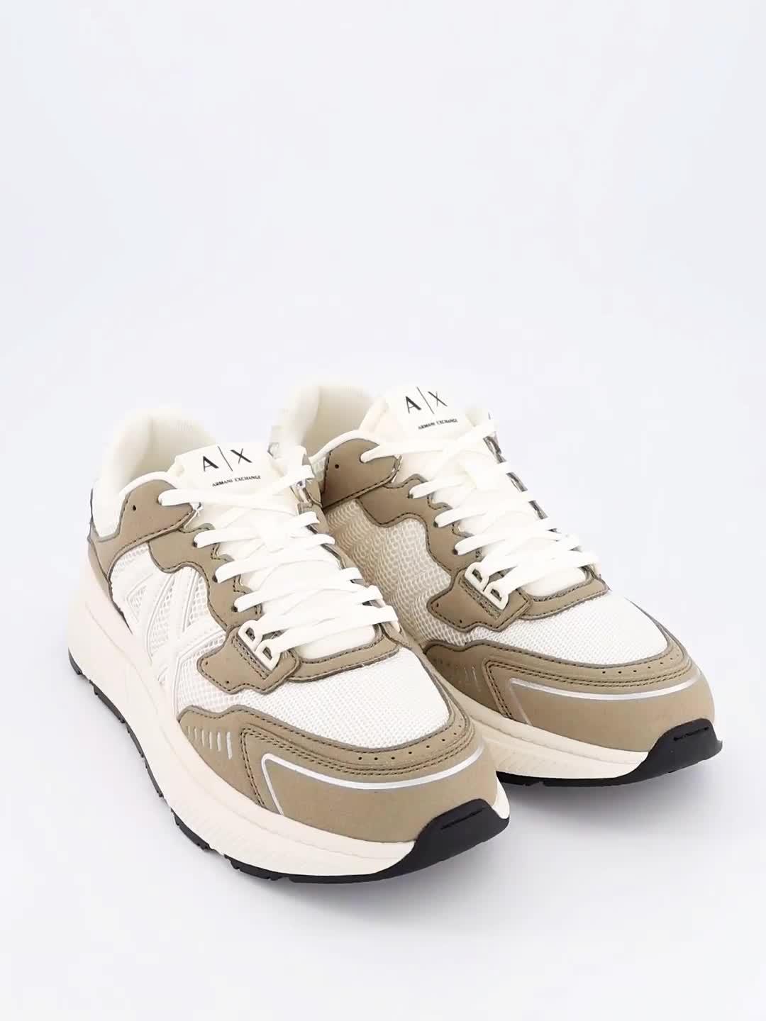 Image thumbnail 7 of 7 of Armani Exchange Lucky Microsuede Mesh Trainer - White