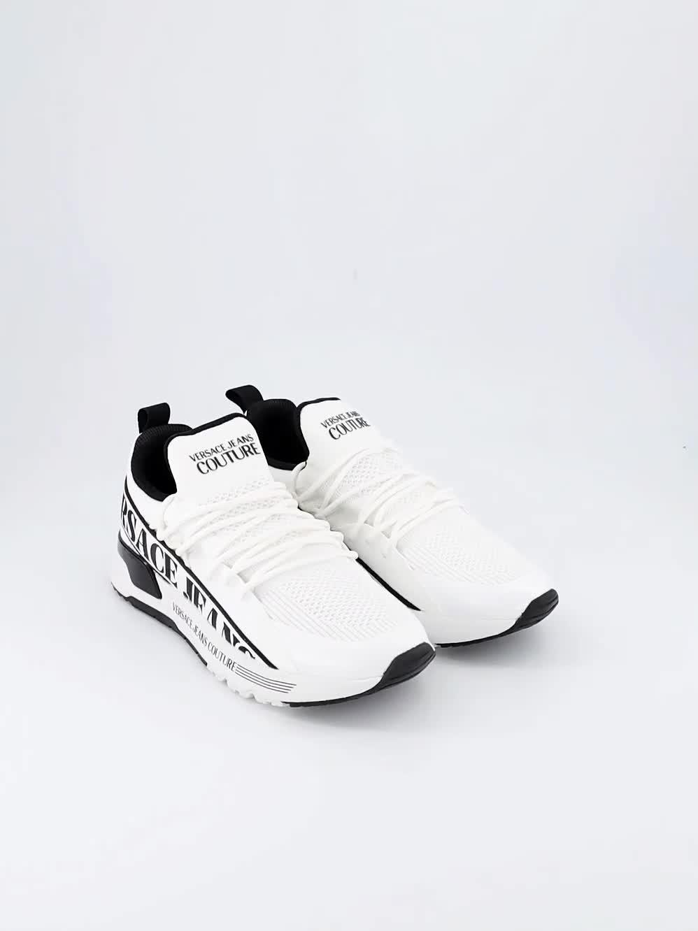 Image thumbnail 7 of 7 of Versace Jeans Couture Dynamic Side Logo Knitted Runner Trainers - White
