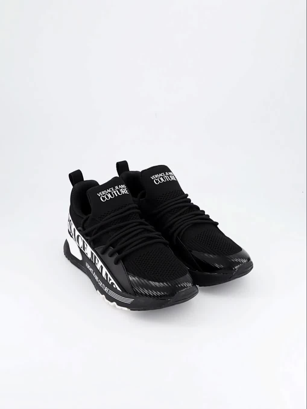 Image thumbnail 7 of 7 of Versace Jeans Couture Dynamic Side Logo Knitted Runner Trainers - Black
