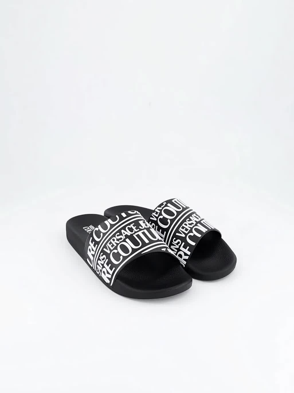Image thumbnail 7 of 7 of Versace Jeans Couture Allover Logo Sliders - Black