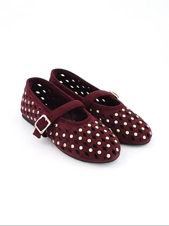 Image thumbnail 7 of 7 of The Very Collection Studded Ballerina Flats - Burgundy