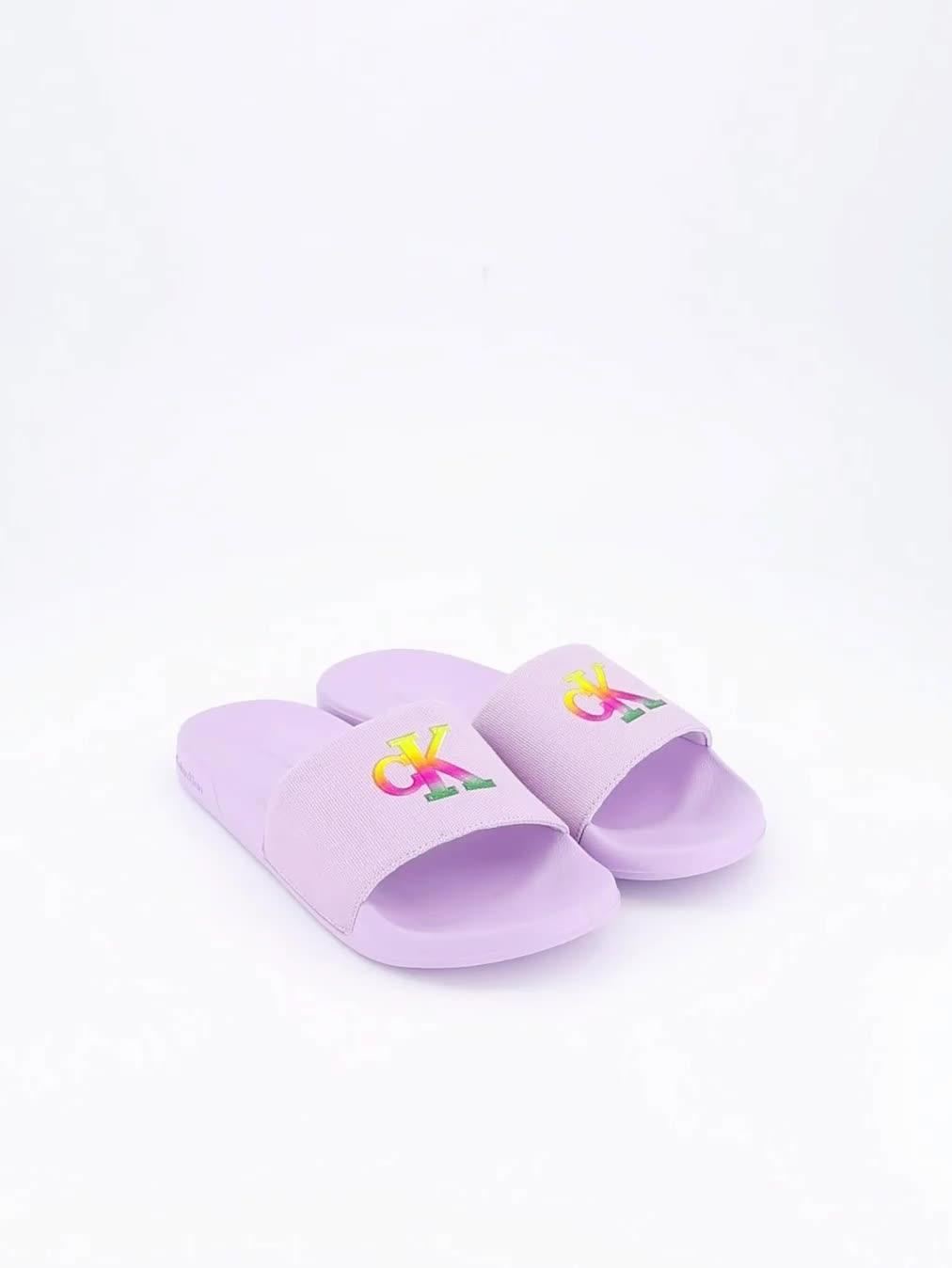 Image thumbnail 7 of 7 of Calvin Klein Ombre Logo Canvas Strap Sliders - Purple