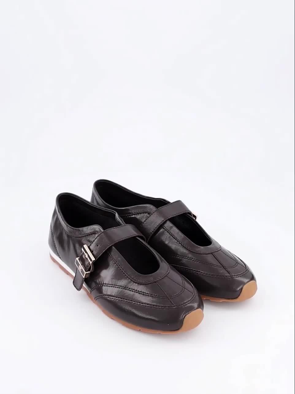 Image thumbnail 7 of 7 of Tommy Hilfiger Leather Mary Jane Trainers - Brown
