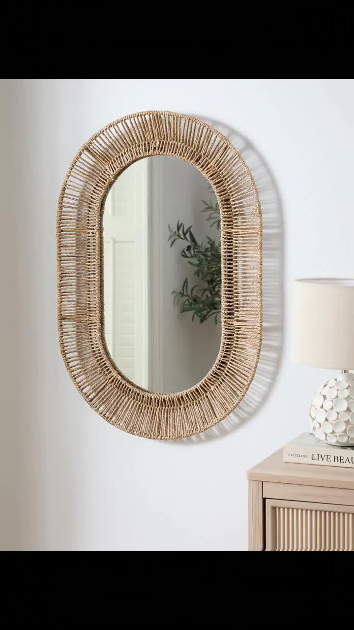 Image thumbnail 7 of 7 of The Very Collection Pill Shape Rattan Mirror 60x90cm