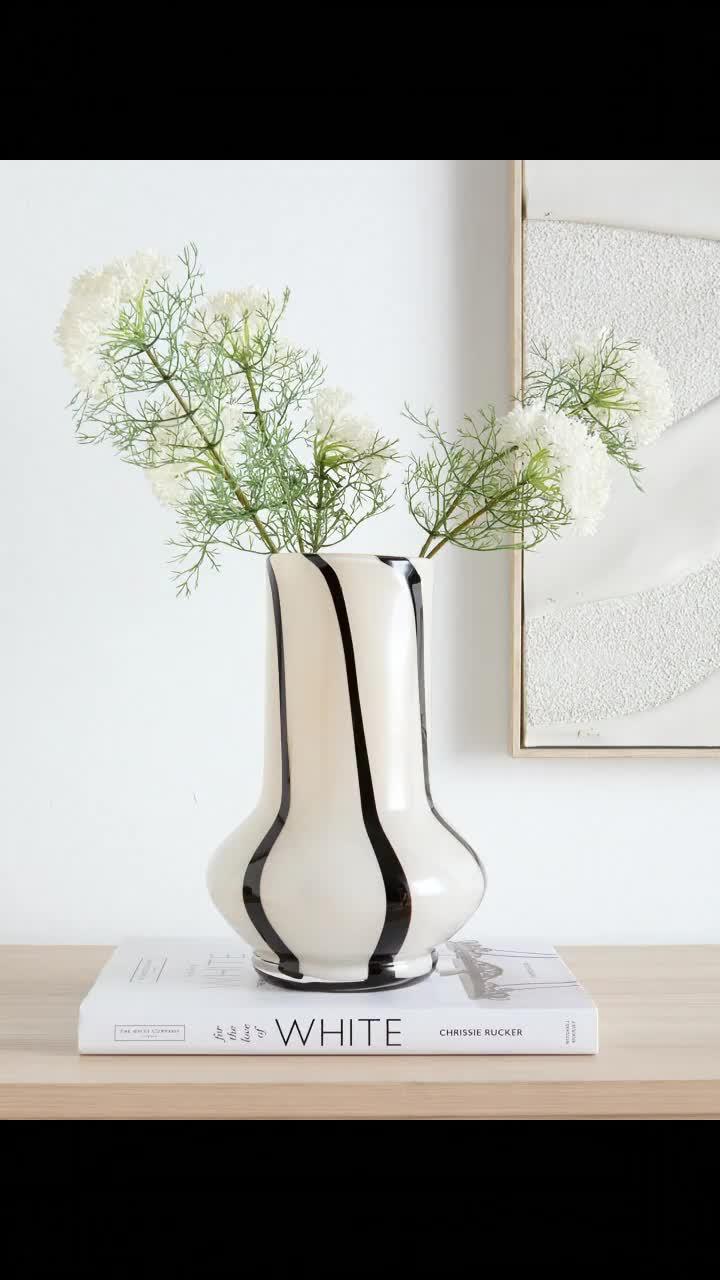 Image thumbnail 7 of 7 of The Very Collection Striped Glass Vase - Cream/Black