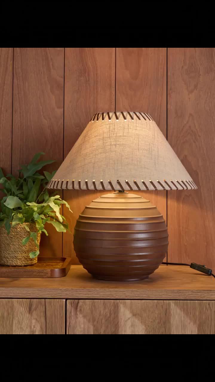 Image thumbnail 8 of 8 of The Very Collection Wooden Table With Whipstitch Shade Detail - Small