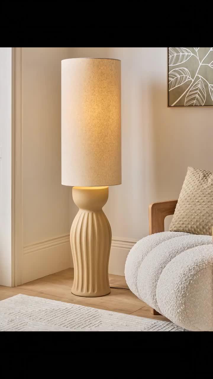 Image thumbnail 8 of 8 of The Very Collection Stoneware Ribbed Ceramic Floor Lamp