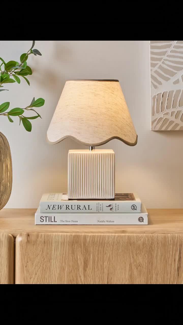 Image thumbnail 8 of 8 of The Very Collection Ribbed Cube Table Lamp With Scalloped Shade