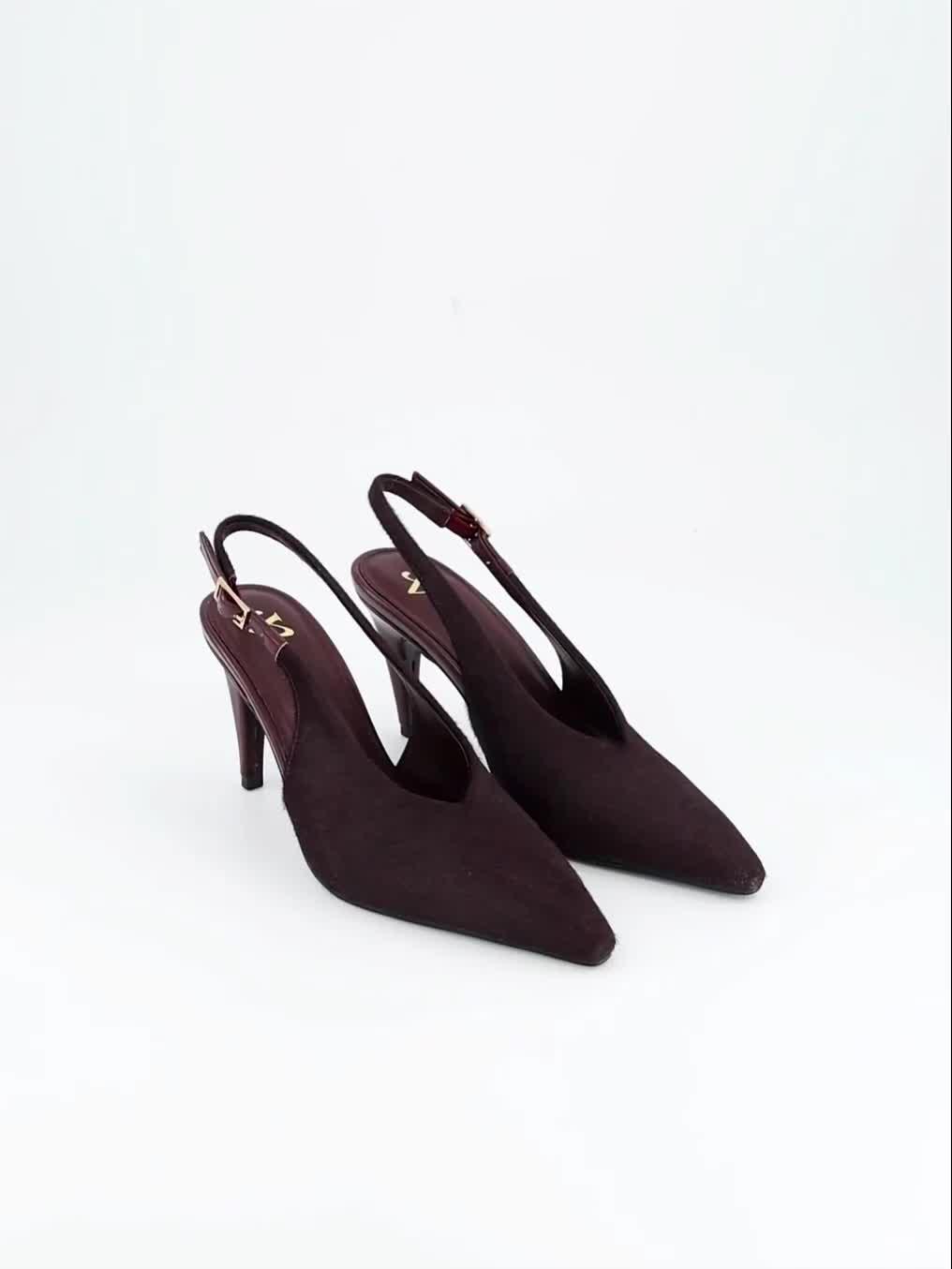 Image thumbnail 7 of 7 of The Very Collection Real Leather High Vamp Slingback Court Shoe - Burgundy