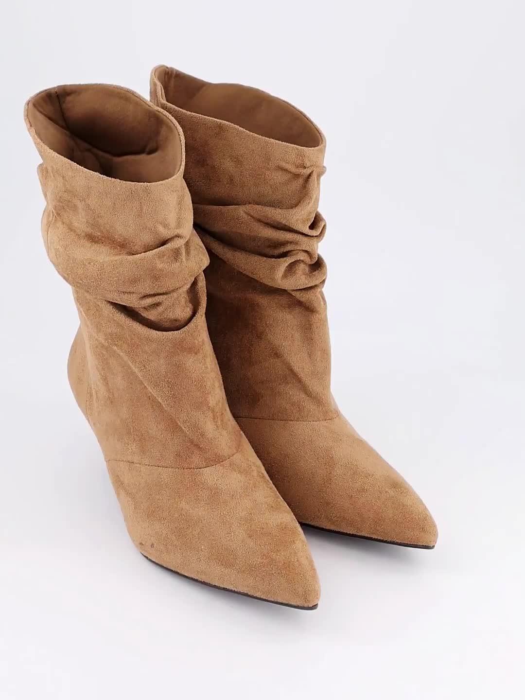 Image thumbnail 7 of 7 of The Very Collection Kitten Heel Slouch Calf Boot - Tan