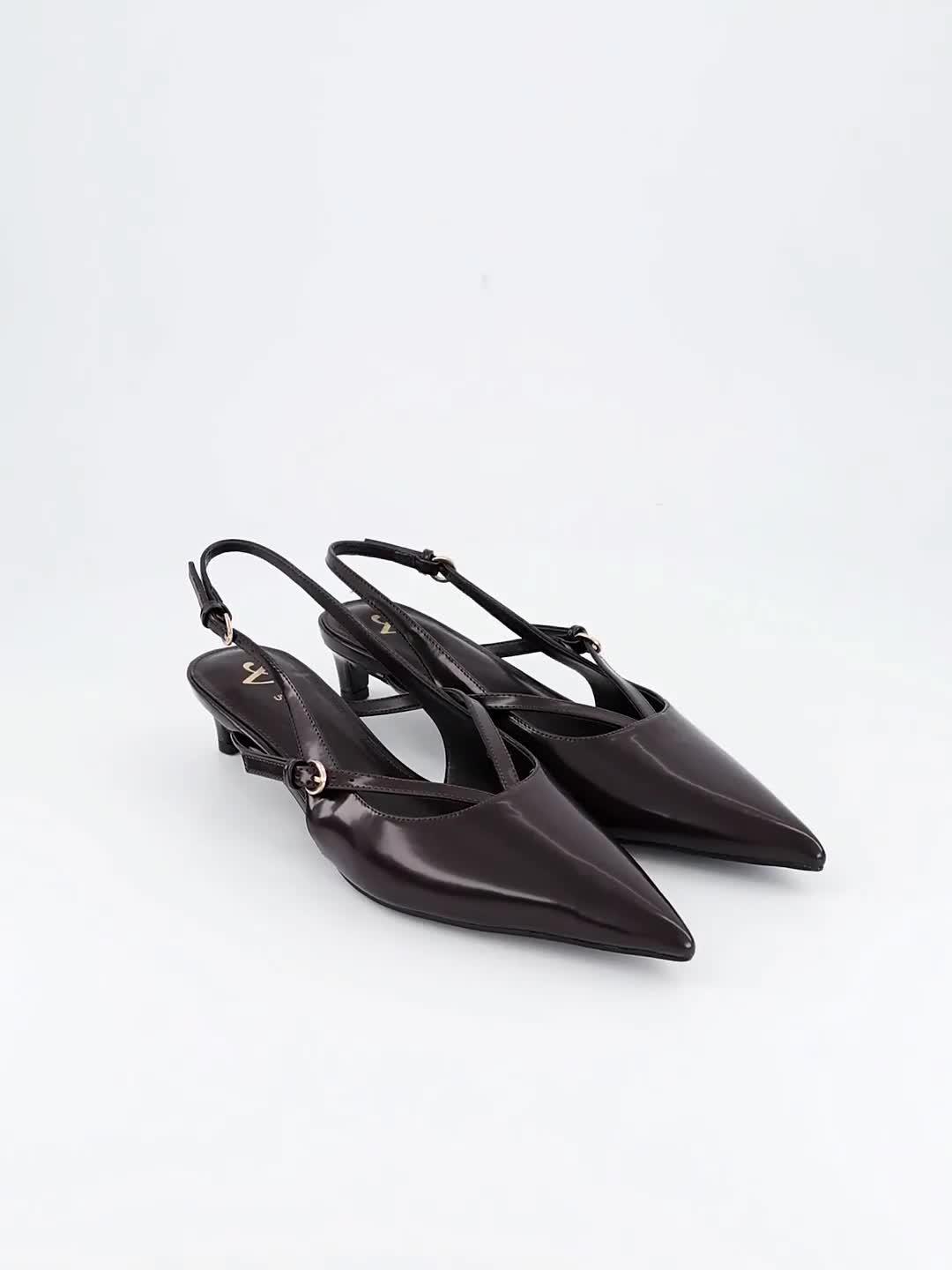 Image thumbnail 7 of 7 of The Very Collection Strappy Kitten Heel Court Shoe&nbsp;- Dark Burgundy