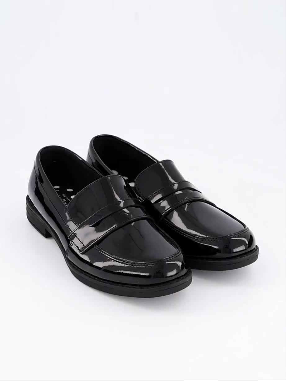 Image thumbnail 8 of 8 of The Very Collection Wide Fit Older Girls' Cindy Patent Penny Loafer School Shoes - Black