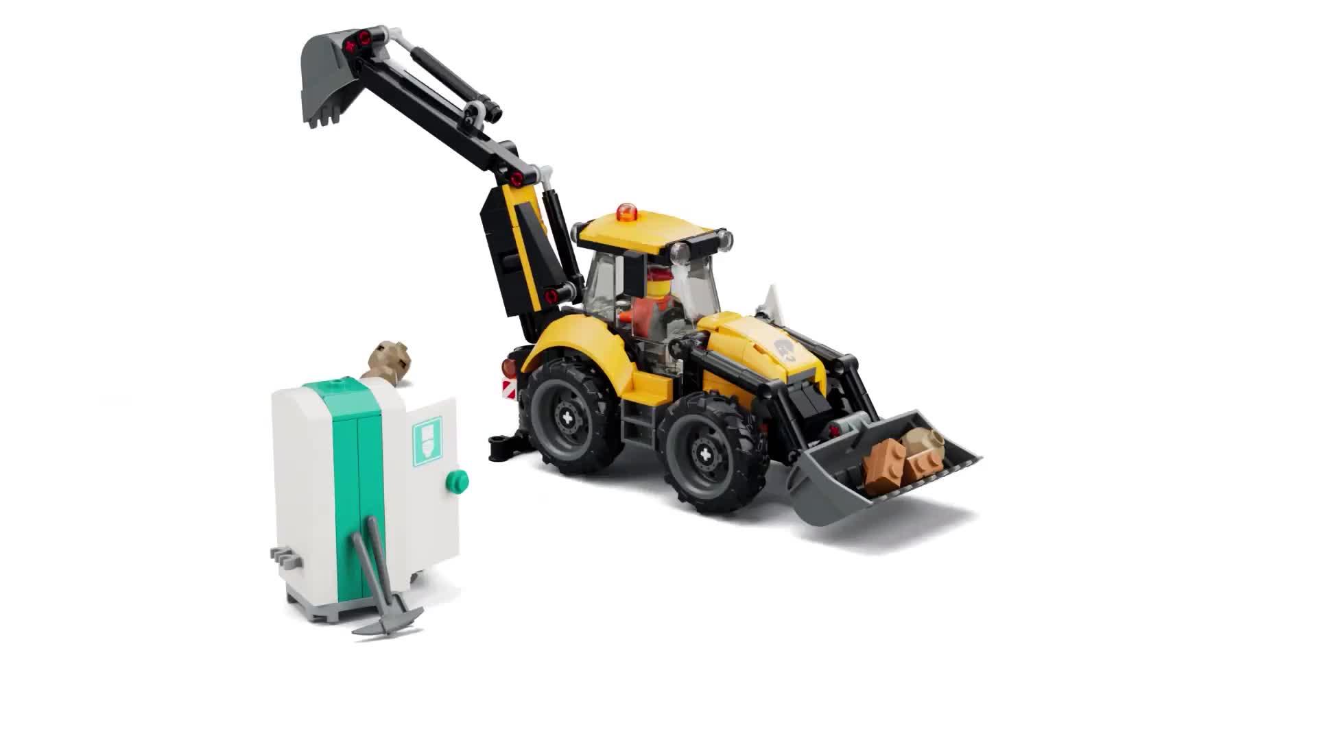 Image thumbnail 8 of 8 of LEGO City Yellow Backhoe Loader Tractor Toy 60480