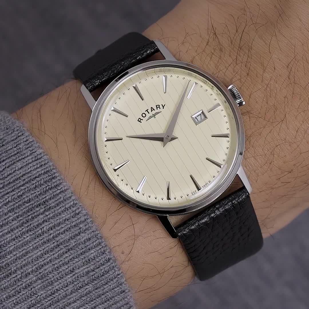 Image thumbnail 6 of 6 of Rotary Rotary Men's SS Black Strap Cream Dial 50m