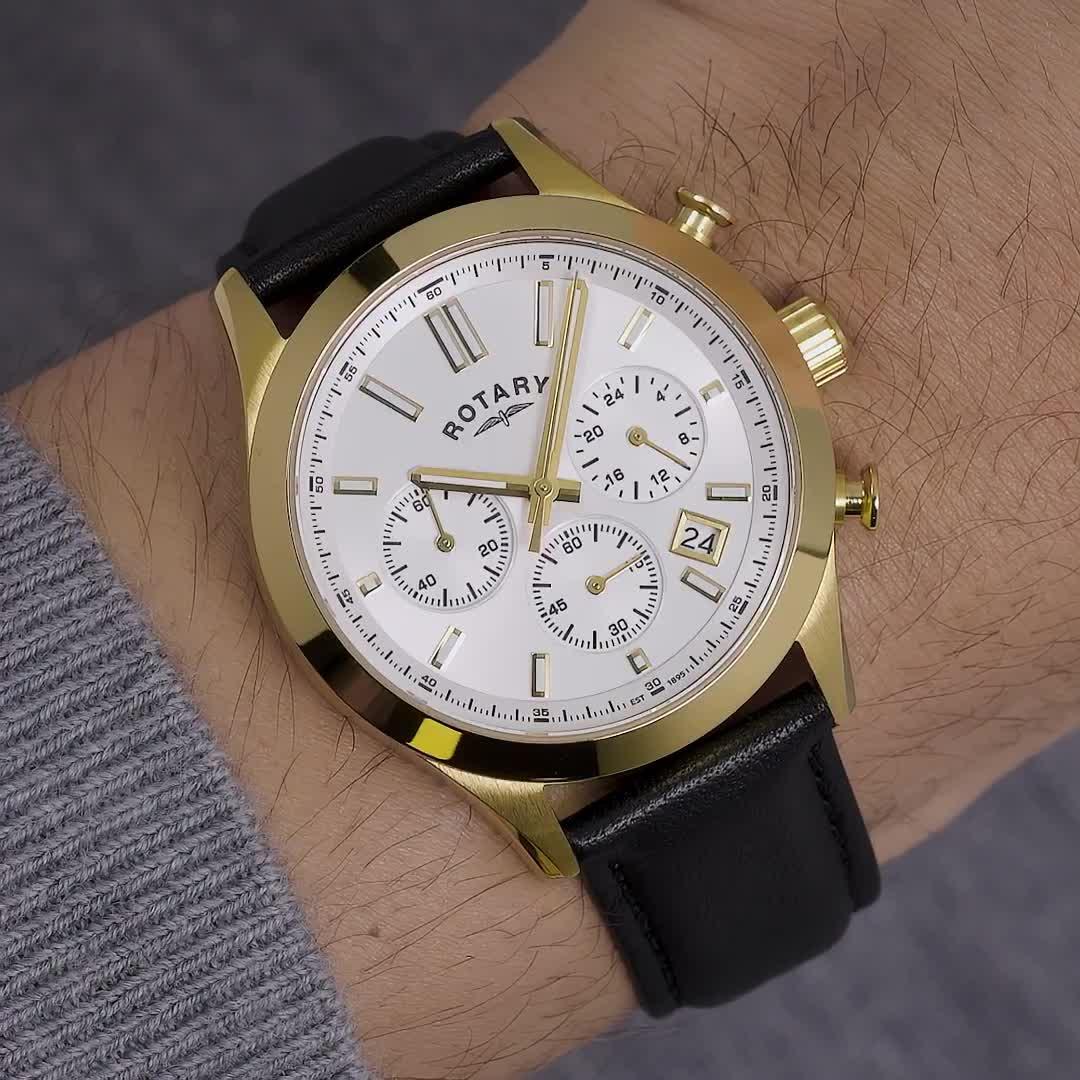 Image thumbnail 6 of 6 of Rotary Rotary Men's GP Chronograph Black Strap Silver White Dial 50m