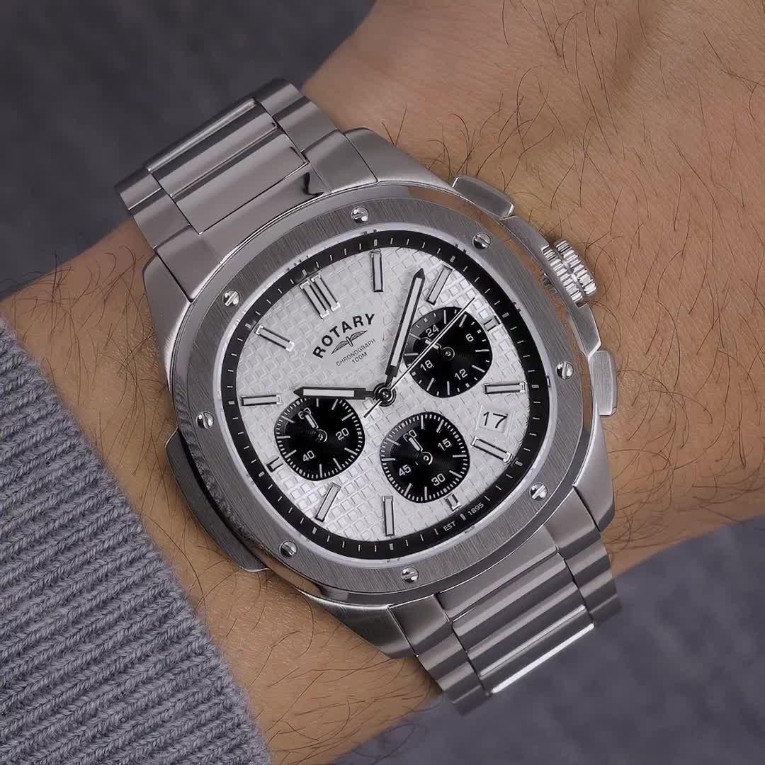 Image thumbnail 6 of 6 of Rotary Rotary Men's  SS Chronograph Bracelet Silver Dial 100m