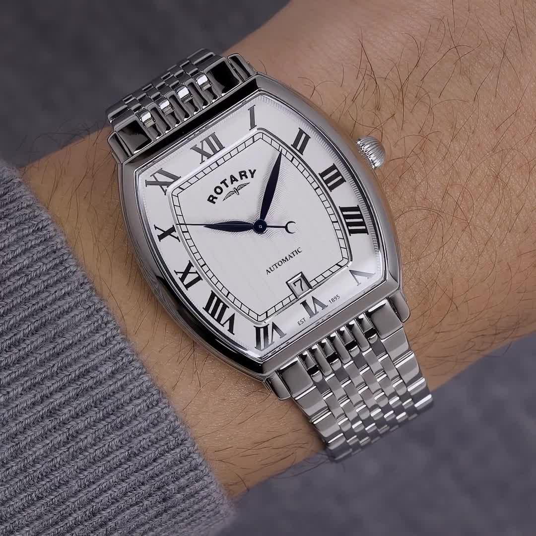 Image thumbnail 6 of 6 of Rotary Rotary Men's Automatic SS Bracelet White Dial 50m