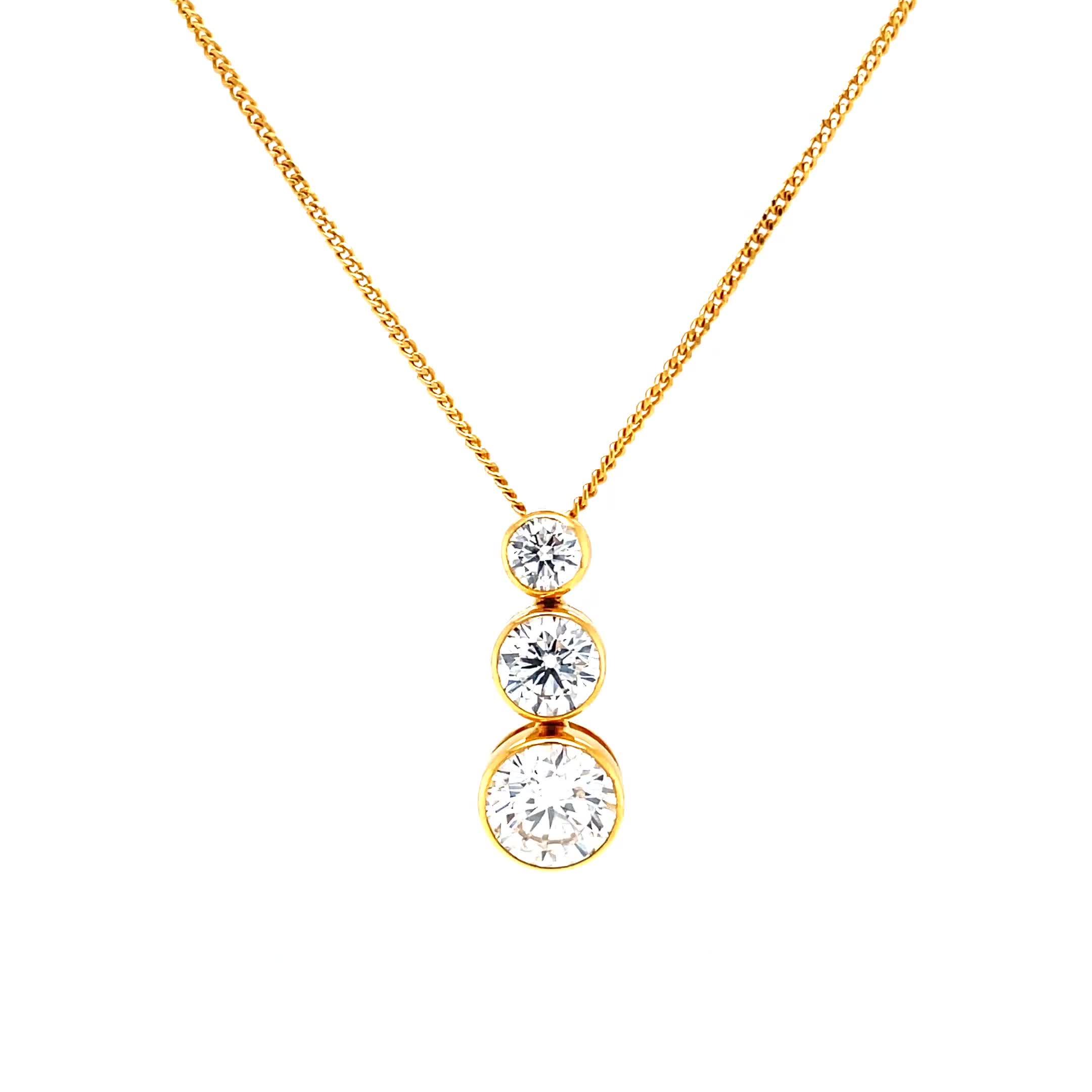 Image thumbnail 6 of 6 of Harriet Sterling Silver &amp; 18Ct Plated Vermeil 1Ct Lab-Grown Diamond Graduate Dew Drop Pendant Necklace - Gold