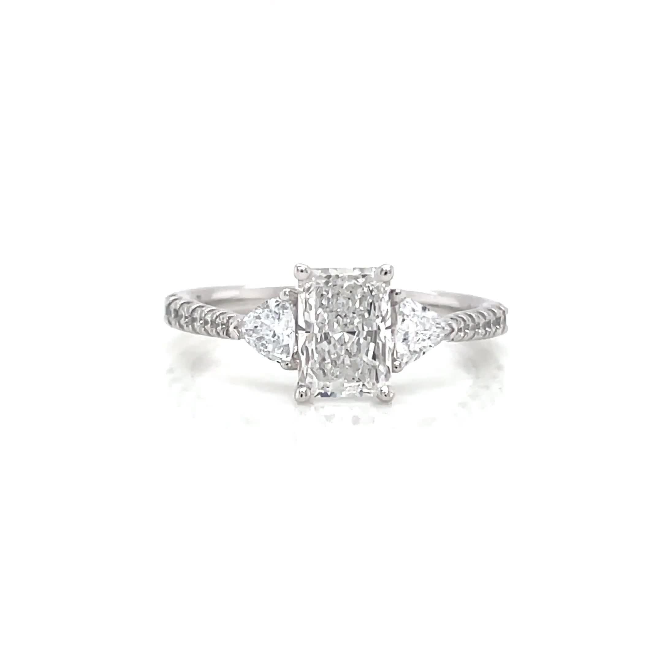 Image thumbnail 7 of 7 of Harriet Harriet Platinum Radiant Trilogy Stone Set Shoulders 1.40ct Lab Grown Diamond Ring