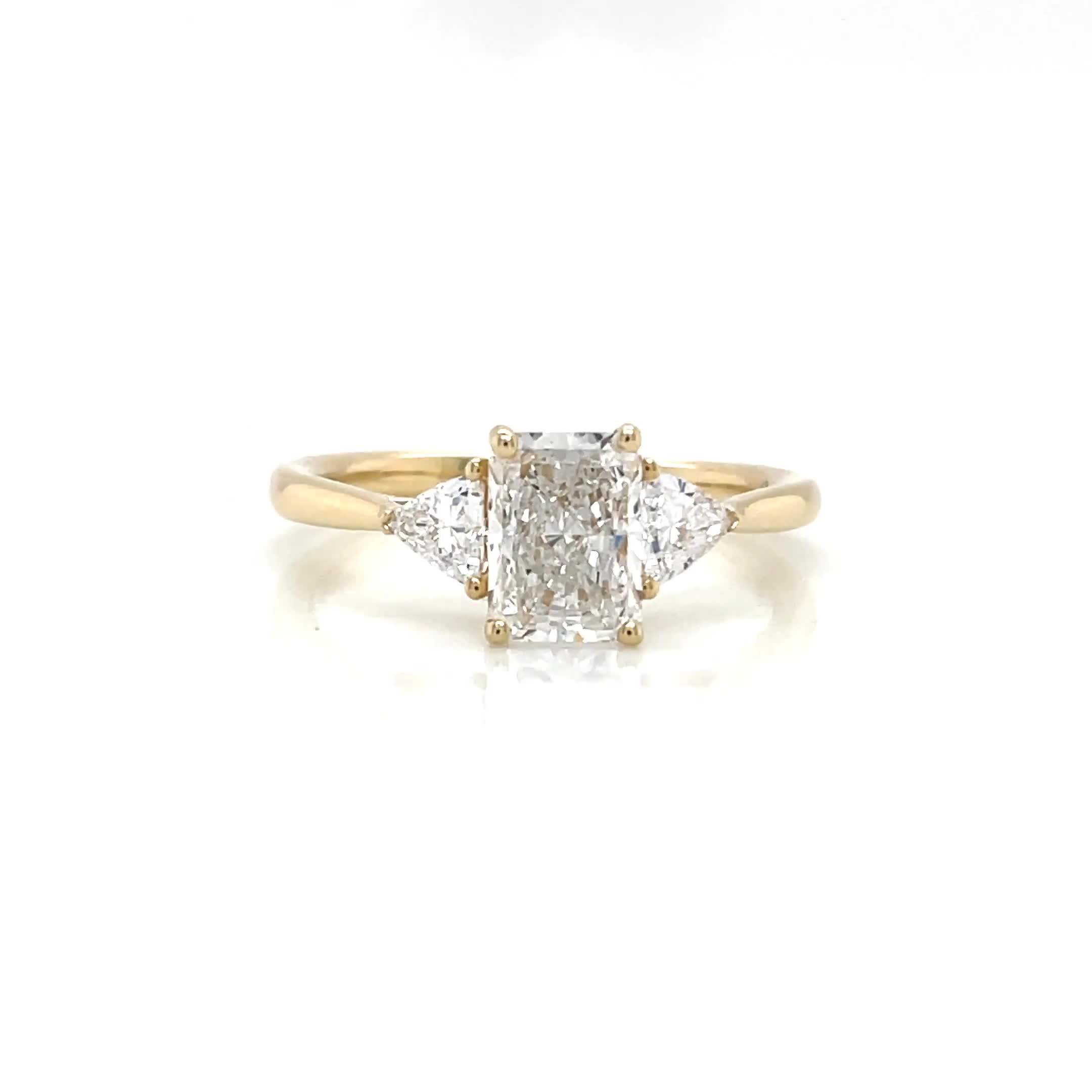 Image thumbnail 7 of 7 of Harriet 14Ct Gold Oval Trilogy Stone Set Shoulders Lab Grown Diamond Ring