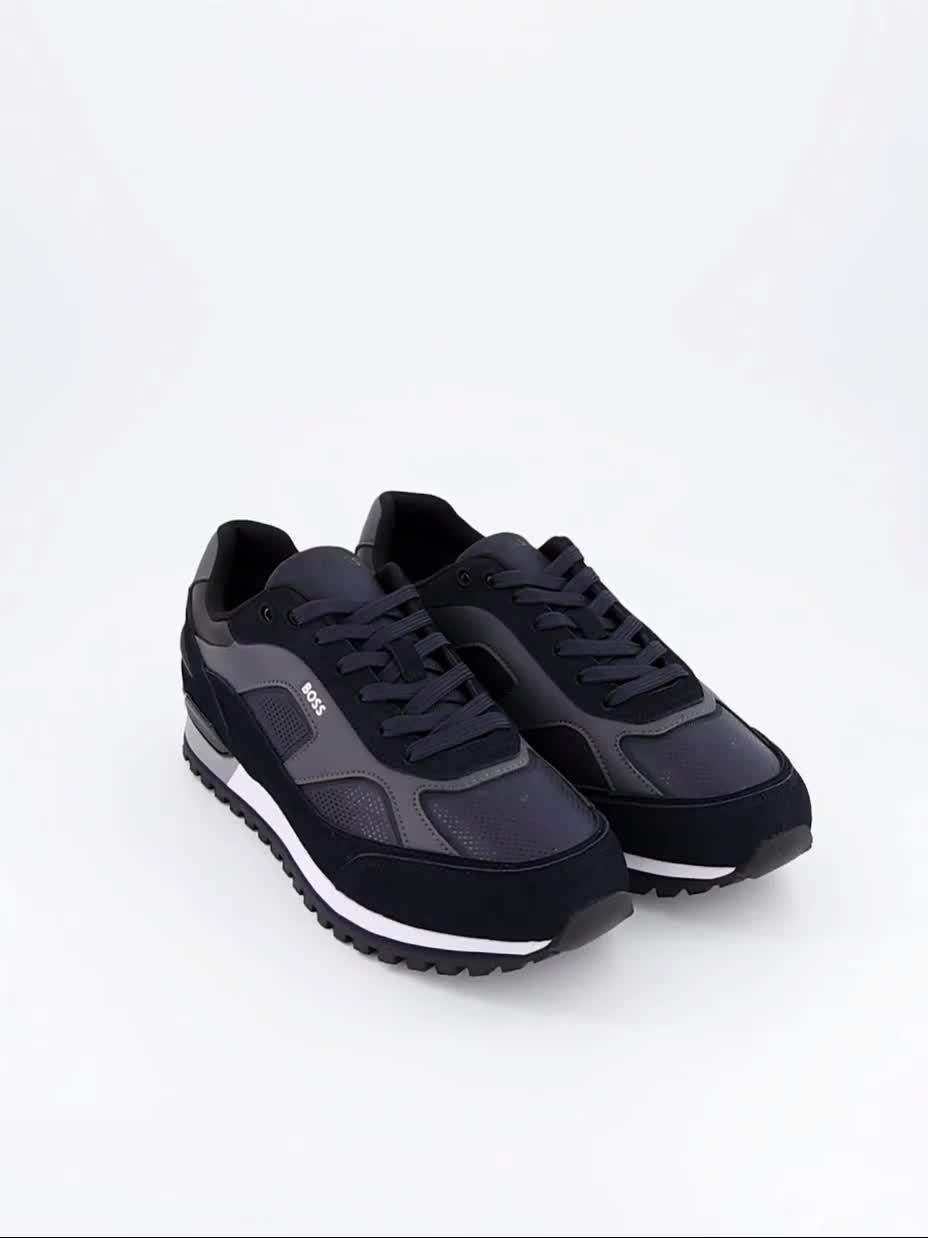 Image thumbnail 7 of 7 of BOSS Parkour-L Runn Suede Overlay Trainers - Navy