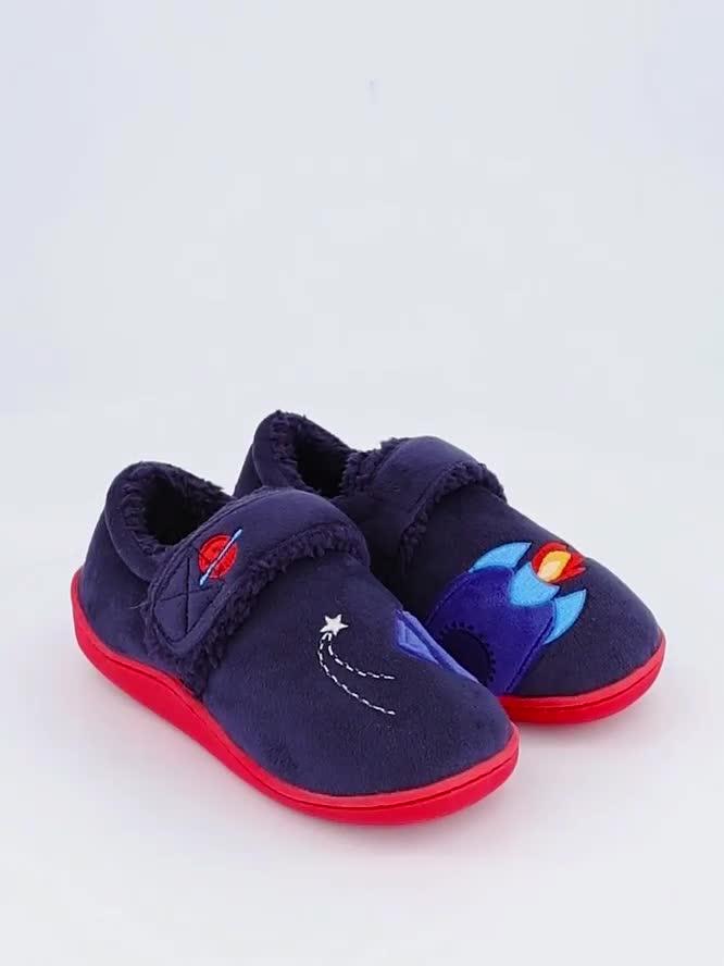 Image thumbnail 7 of 7 of The Very Collection Boys Embroidered Rocket Velcro Slipper