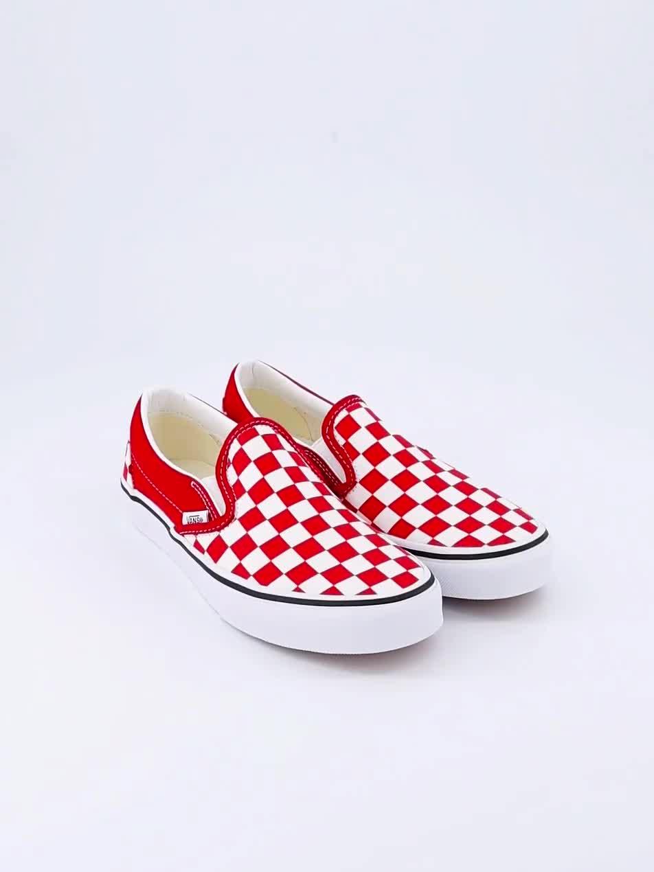Image thumbnail 7 of 7 of Vans Boys Classic Slip-On Checkerboard Trainers - Red