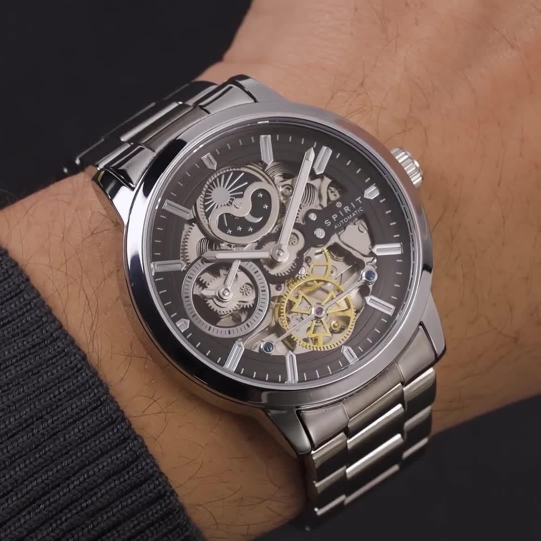 Image thumbnail 7 of 7 of Spirit Gents Silver Sun Moon Automatic Bracelet Watch