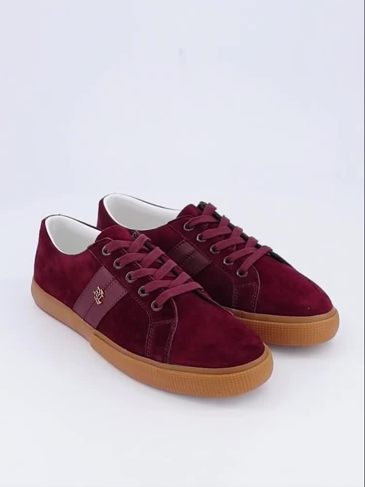 Image thumbnail 6 of 6 of Lauren by Ralph Lauren Womens Suede Leather Side Zip Trainers - Red