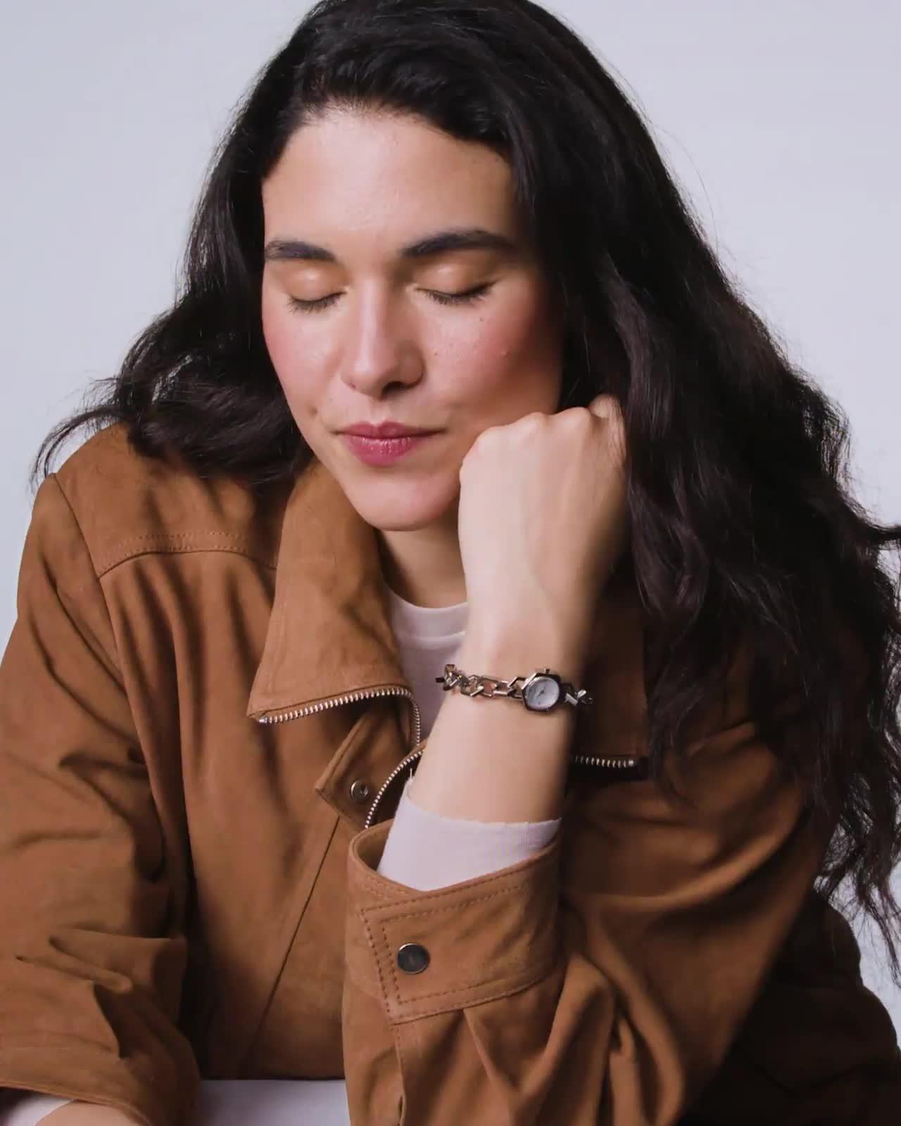 Image thumbnail 7 of 7 of Olivia Burton 20mm Hex Link Mini Silver White Watch