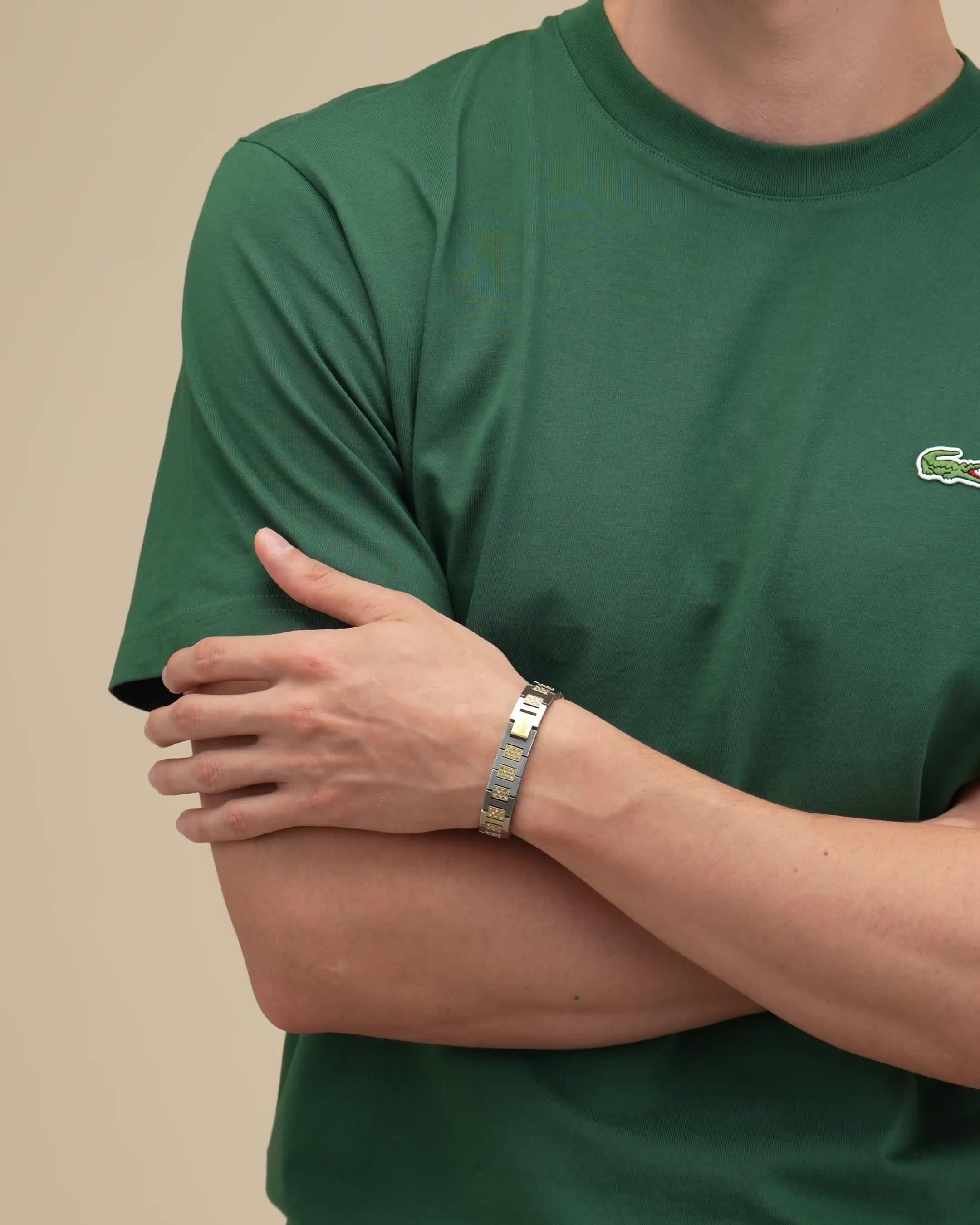 Image thumbnail 5 of 5 of Lacoste Men's Metropole Two Tone Gold IP and Stainless Steel Crystal Bracelet